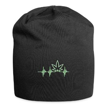 Cannabis Heartbeat ECG Weed Lover Feuille de chanvre - Bonnet en jersey - noir - Devant