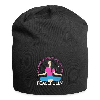 être conscient de la santé et vivre la vie en paix - Bonnet en jersey - noir - Devant