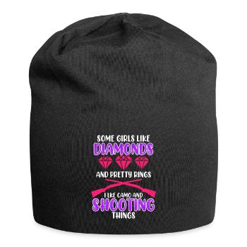 Ladies like camouflage and shooting guns - Jersey Beanie - black - Front