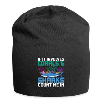 If It Involves Corals & Sharks Count Me In Ocean S - Jersey-Beanie - Schwarz - Vorne