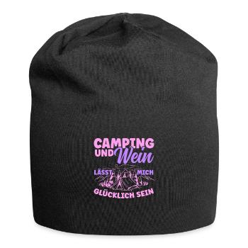 Frauen Camping Und Wein lässt mich Glücklich sein - Jersey-Beanie - Schwarz - Vorne