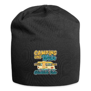 Frauen Camping Und Wein lässt mich Glücklich sein - Jersey-Beanie - Schwarz - Vorne