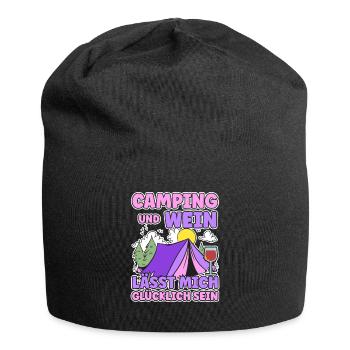 Frauen Camping Und Wein lässt mich Glücklich sein - Jersey-Beanie - Schwarz - Vorne