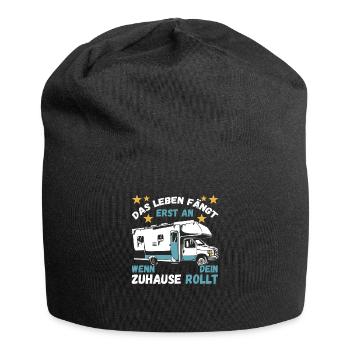 Das Leben fängt er an wenn dein Zuhause Rollt - Jersey-Beanie - Schwarz - Vorne