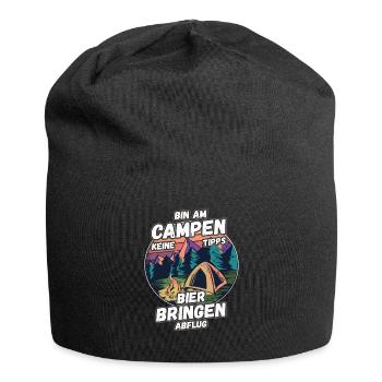 Bin am Campen keine Tipps Bier bringen Abflug Zelt - Jersey-Beanie - Schwarz - Vorne