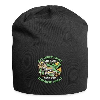 Das Leben fängt er an wenn dein Zuhause Rollt - Jersey-Beanie - Schwarz - Vorne