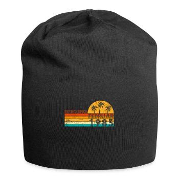 Rétro depuis février 1985 - Anniversaire en février - Bonnet en jersey - noir - Devant