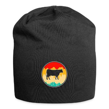 Kuh Rind Retro - Jersey-Beanie - Schwarz - Vorne