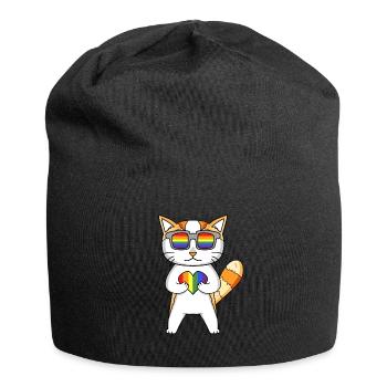 Chat LGBT Arc-en-ciel - Bonnet en jersey - noir - Devant