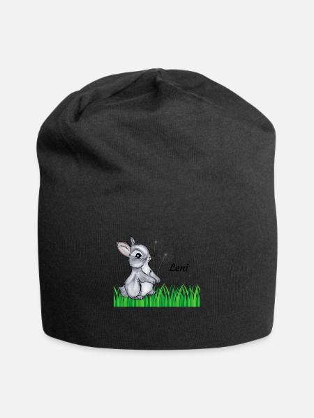 Hase Name Geschenk Leni - Jersey-Beanie - Schwarz