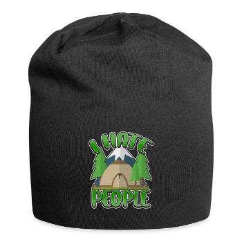 Je déteste les gens qui campent des tentes colorées feu de camp - Bonnet en jersey - noir - Devant