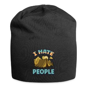 Je déteste les gens qui campent des tentes colorées feu de camp - Bonnet en jersey - noir - Devant