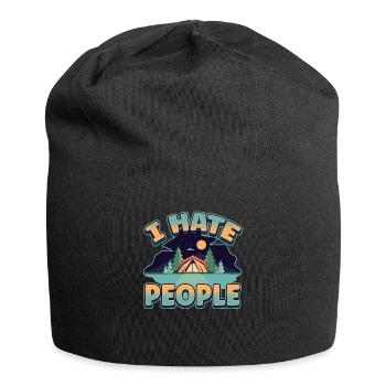 Je déteste les gens qui campent des tentes colorées feu de camp - Bonnet en jersey - noir - Devant