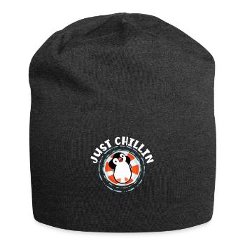 Just Chillin King Emperor Sea Bird Penguin Lover - Jersey Beanie - charcoal grey - Front