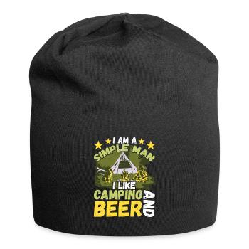 Ich Bin Ein Einfacher Mann Ich Mag Camping Bier - Jersey-Beanie - Schwarz - Vorne