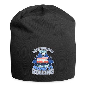 Das Leben fängt er an wenn dein Zuhause Rollt - Jersey-Beanie - Schwarz - Vorne