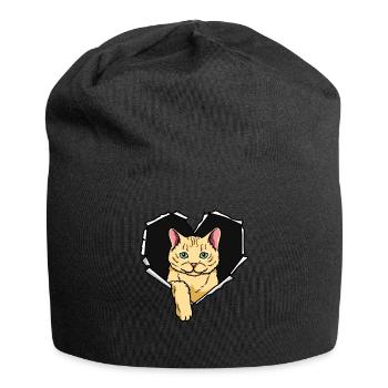 Katze Riss zerissenes Loch Herz Katzen - Jersey-Beanie - Schwarz - Vorne