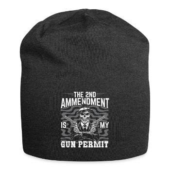 The 2nd Amendment is my gun permit - Jersey Beanie - charcoal grey - Front