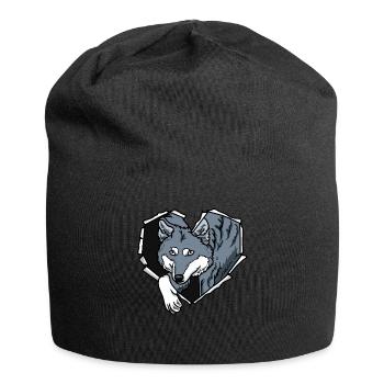 Riss Wolf Zerrissenes Loch Herz Wolfsgesicht - Jersey-Beanie - Schwarz - Vorne