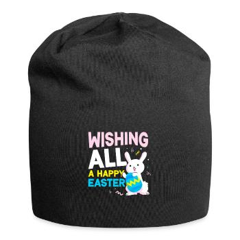 Ich Wünsche Allen Ein Frohes Osterfest Ostern - Jersey-Beanie - Schwarz - Vorne