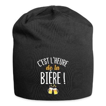 C'est l'heure de la bière cadeau humour alcool - Bonnet en jersey - noir - Devant