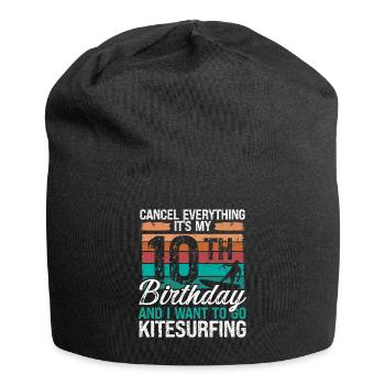 10 Birthday Kiteboarding Kitesurfer 10 Year Old - Jersey-Beanie - Schwarz - Vorne