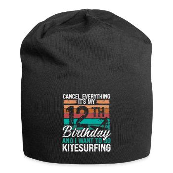12 Birthday Kiteboarding Kitesurfer 12 Year Old - Jersey Beanie - black - Front