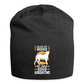 Alles ist besser mit einem Dogo Argentino - Jersey-Beanie - Schwarz - Vorne