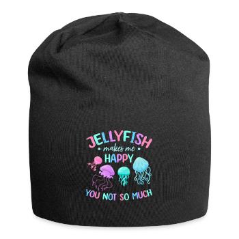 Qualle macht mich glücklich du nicht so sehr ich - Jersey-Beanie - Schwarz - Vorne