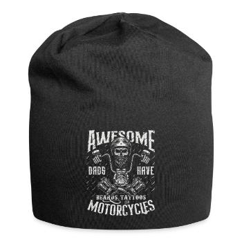 Biker-Väter haben Tattoos Bärte fahren Motorräder - Jersey-Beanie - Schwarz - Vorne