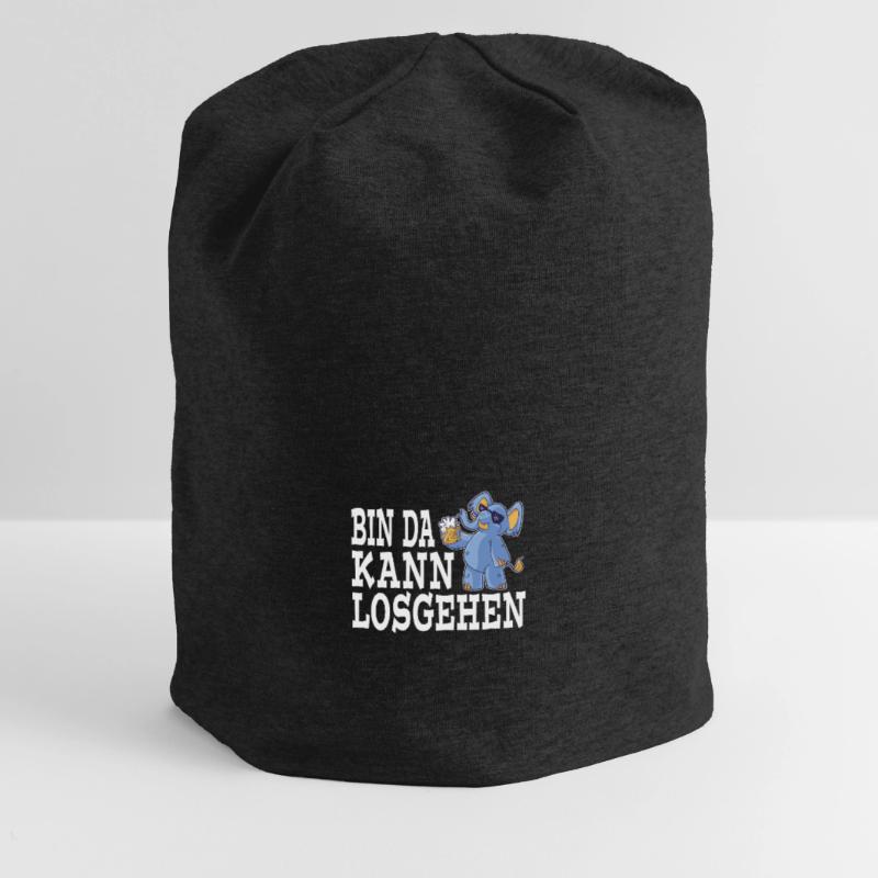 Bin da Kann losgehen Durstiger blauer Elefephant Jersey-Beanie
