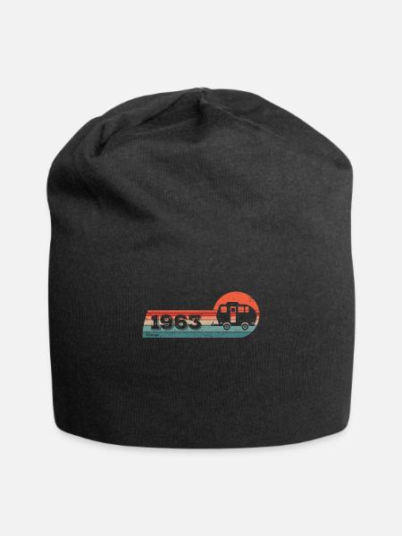 Campingwagen Camping Jahrgang 1963 Geburtstag - Jersey-Beanie - Schwarz