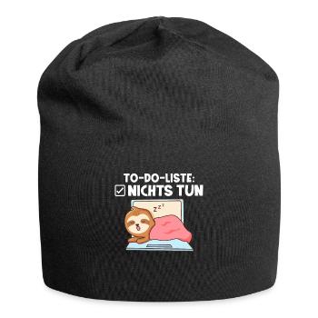 To-do-Liste Nichts tun lustiges Faultier - Jersey-Beanie - Schwarz - Vorne