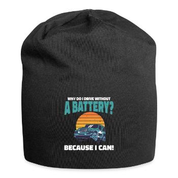 Why do I drive without a battery Anti e-Car - Jersey-Beanie - Schwarz - Vorne