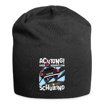 Achtung hier kommt ein Schulkind 1. Klasse - Jersey-Beanie - Schwarz - Vorne