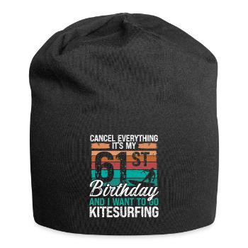 61 Birthday Kiteboarding Kitesurfer 61 Year Old - Jersey-Beanie - Schwarz - Vorne