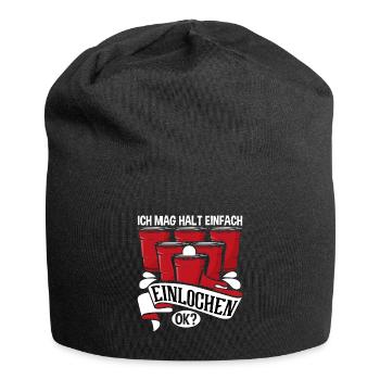 Bierpong Beerpong Trinkspiel Bier Pong - Jersey-Beanie - Schwarz - Vorne