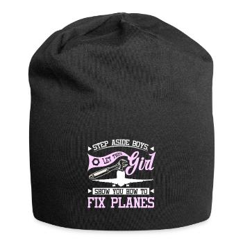 Let this girl show you how to fix planes - Jersey-Beanie - Schwarz - Vorne