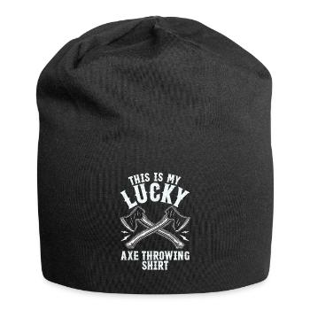 Lucky Axtwerfen Shirt Lustiges Beil - Jersey-Beanie - Schwarz - Vorne