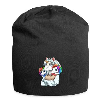 Enkelkinder und Großvater Einhörner - Jersey-Beanie - Schwarz - Vorne