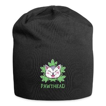 Pawthead Cat Weed - Cute Tabbies Tiger Stripe Cat - Jersey Beanie - black - Front