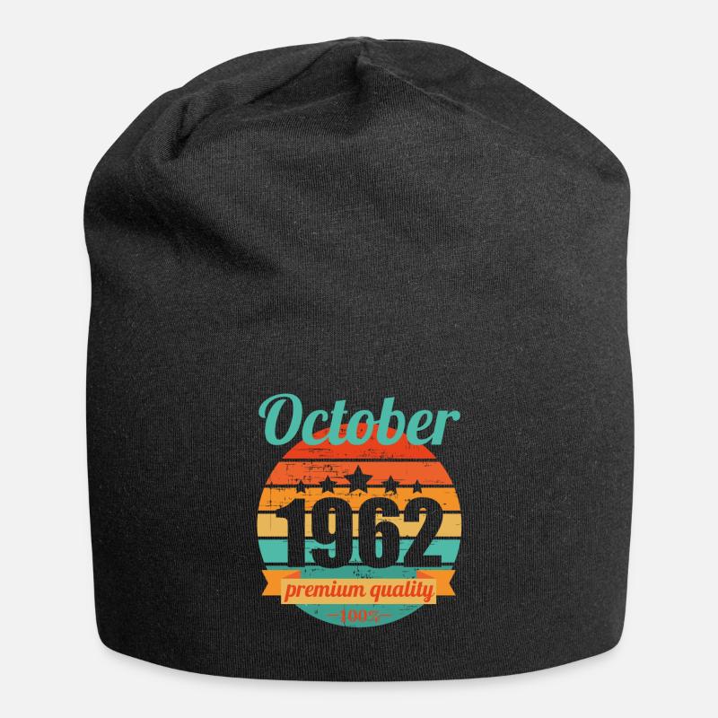 Born October 1962 60 years 60s 60th birthday - Jersey Beanie - black