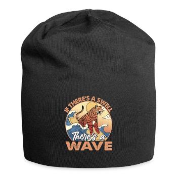 If There's A Will There's A Wave - Tiger - Surfing - Jersey Beanie - black - Front
