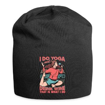 Je fais du yoga et je bois du vin, c’est ce que je fais - Bonnet en jersey - noir - Devant