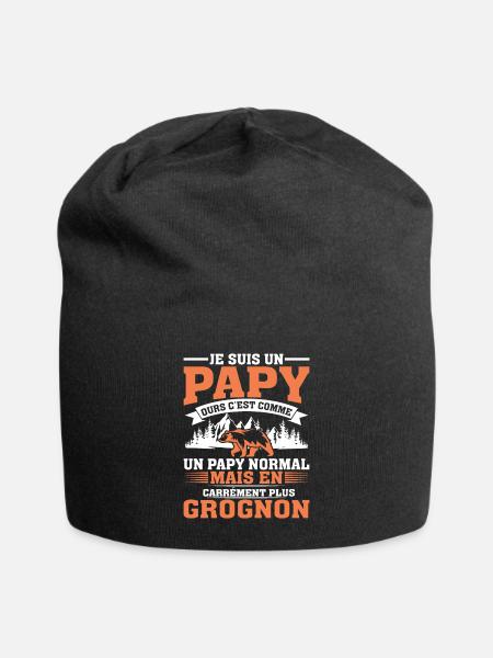 Papy Ours Plus Grognon Anniversaire Noël Cadeau - Bonnet en jersey - noir