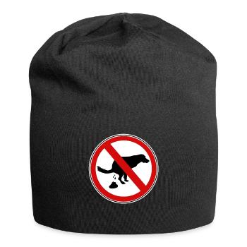 Panneau d’interdiction de merde pour chiens - Bonnet en jersey - noir - Devant