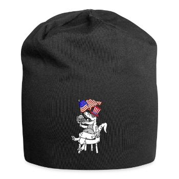 4th Of July Dinosaur US Flag Dino Patriotic Day - Jersey Beanie - black - Front