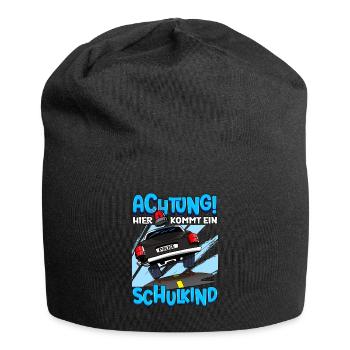 Achtung hier kommt ein Schulkind 1. Klasse - Jersey-Beanie - Schwarz - Vorne