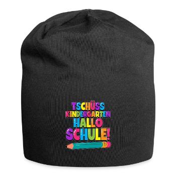 Tschüss Kindergarten Hallo Schule Einschulung - Jersey-Beanie - Schwarz - Vorne