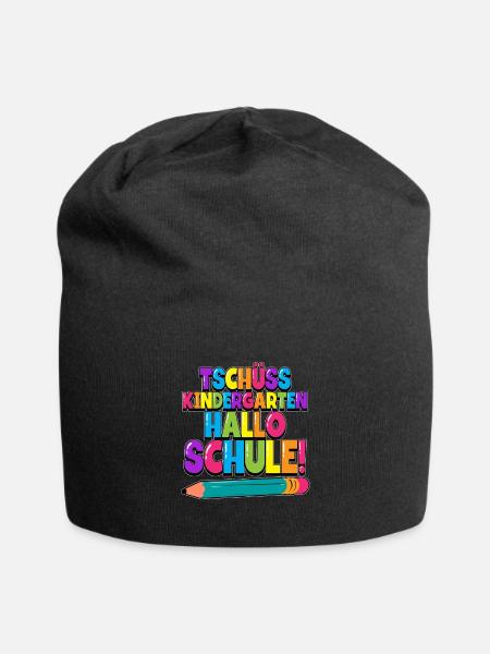 Tschüss Kindergarten Hallo Schule Einschulung - Jersey-Beanie - Schwarz